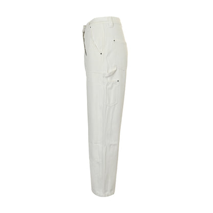 Prada 25ss triangle leather brand logging work jeans