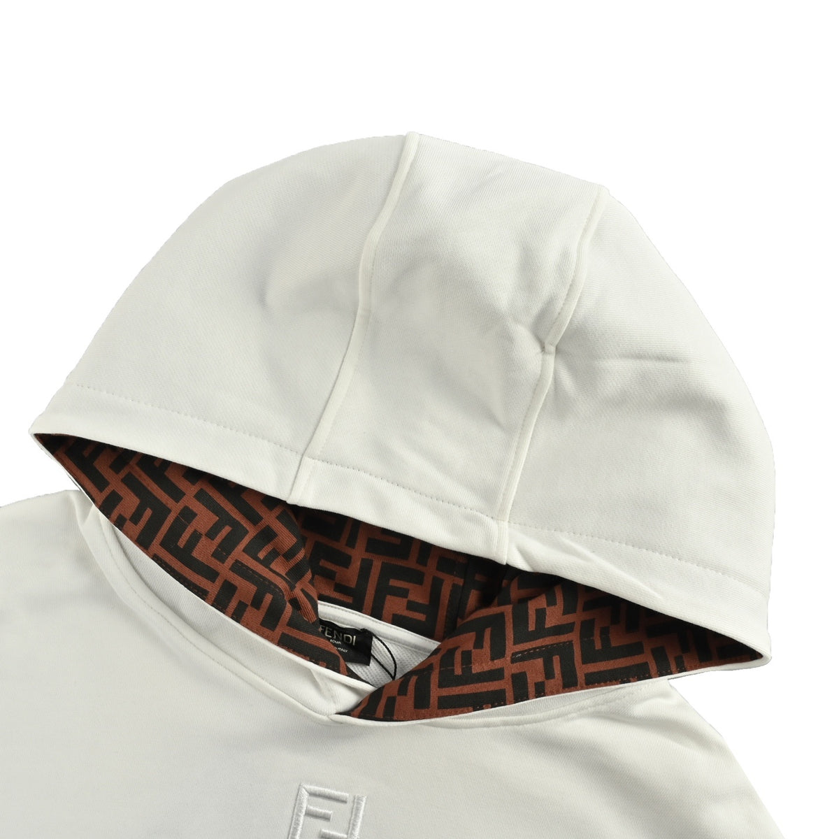 Fendi 25Fw neckline FF embroidered lining all-over printed hooded sweatshirt