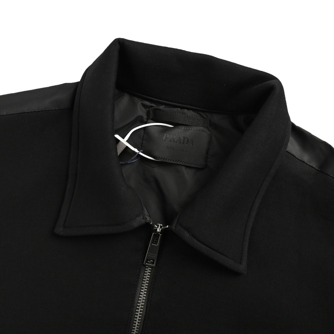 Prada triangle logo patchwork zipper jacket