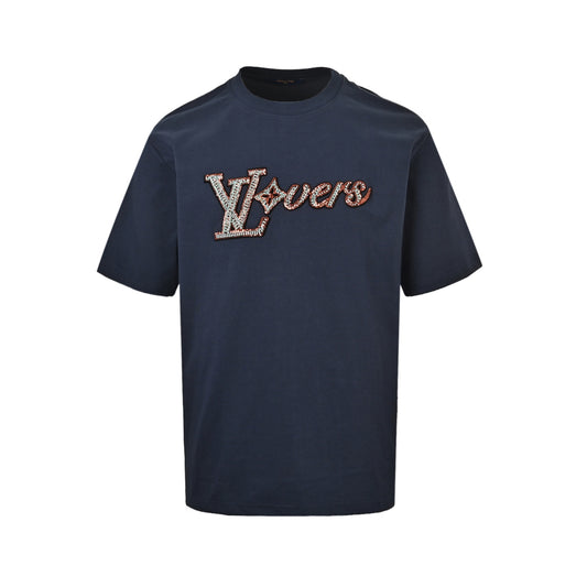 LouisVuitton/Louis Vuitton beaded embroidered letter short sleeves