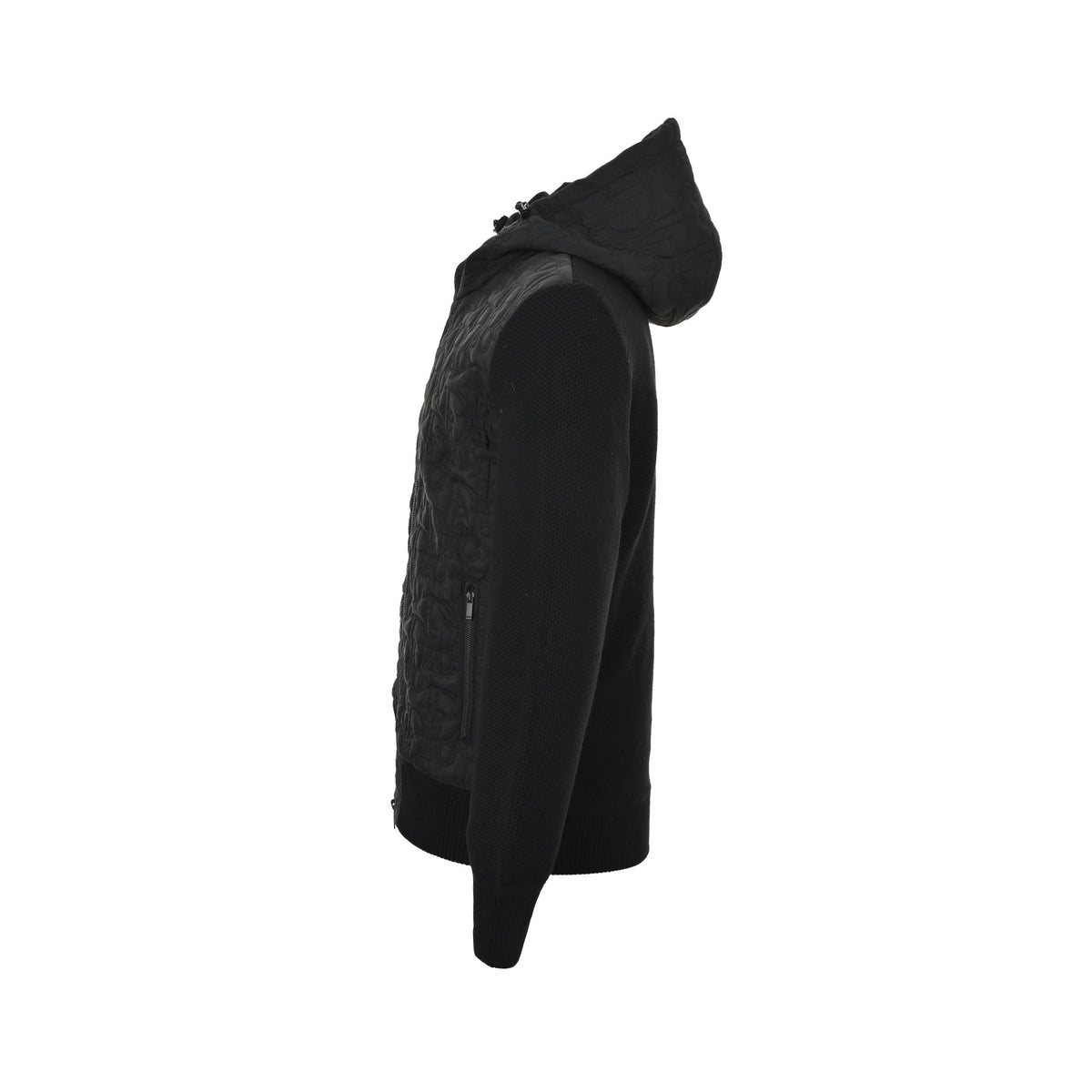 Dior 24Fw quilted monogram knitted patchwork hooded cotton jacket