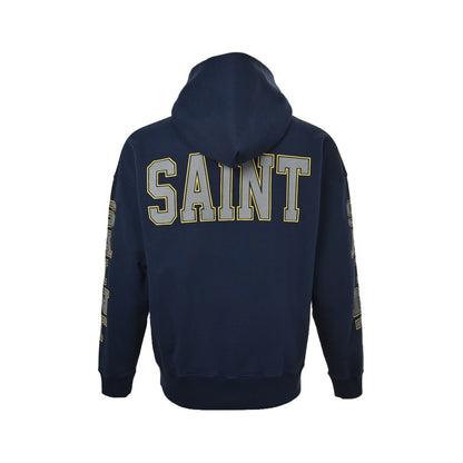 SAINT MICHAEL reflective angel medal print hooded sweatshirt