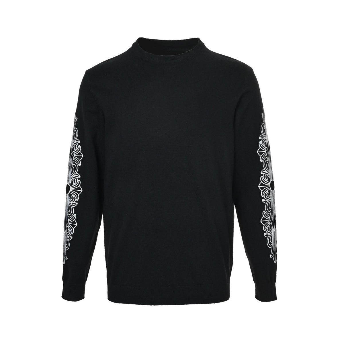 Chrome Hearts/Chrome Heart Sanskrit sleeve knitted crew neck sweater