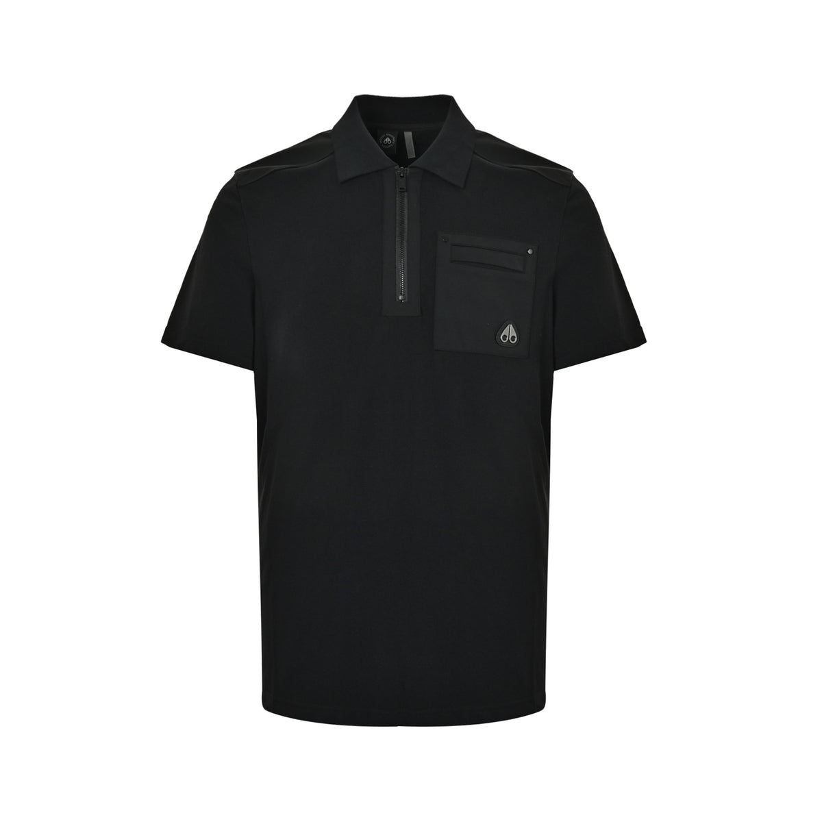 MOOSE KNUCKLES MK Half-Zip Cargo Patch Polo Short Sleeve