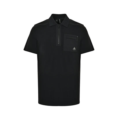 MOOSE KNUCKLES MK Half-Zip Cargo Patch Polo Short Sleeve