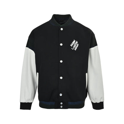 Louis Vuitton black and white leather baseball jacket