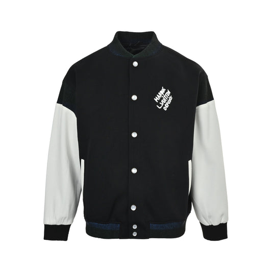 Louis Vuitton black and white leather baseball jacket