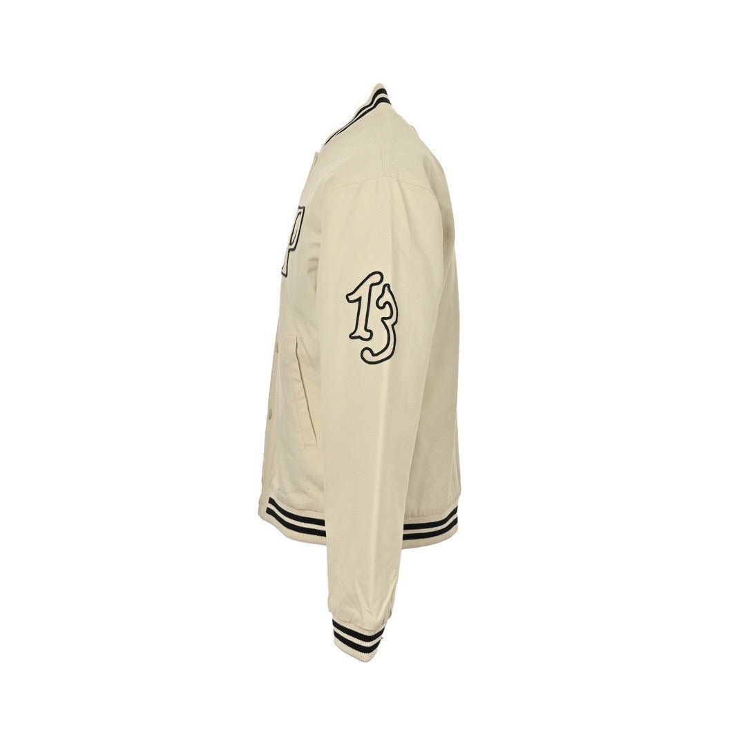 Prada 24Fw chest P letter patch medal baseball jacket