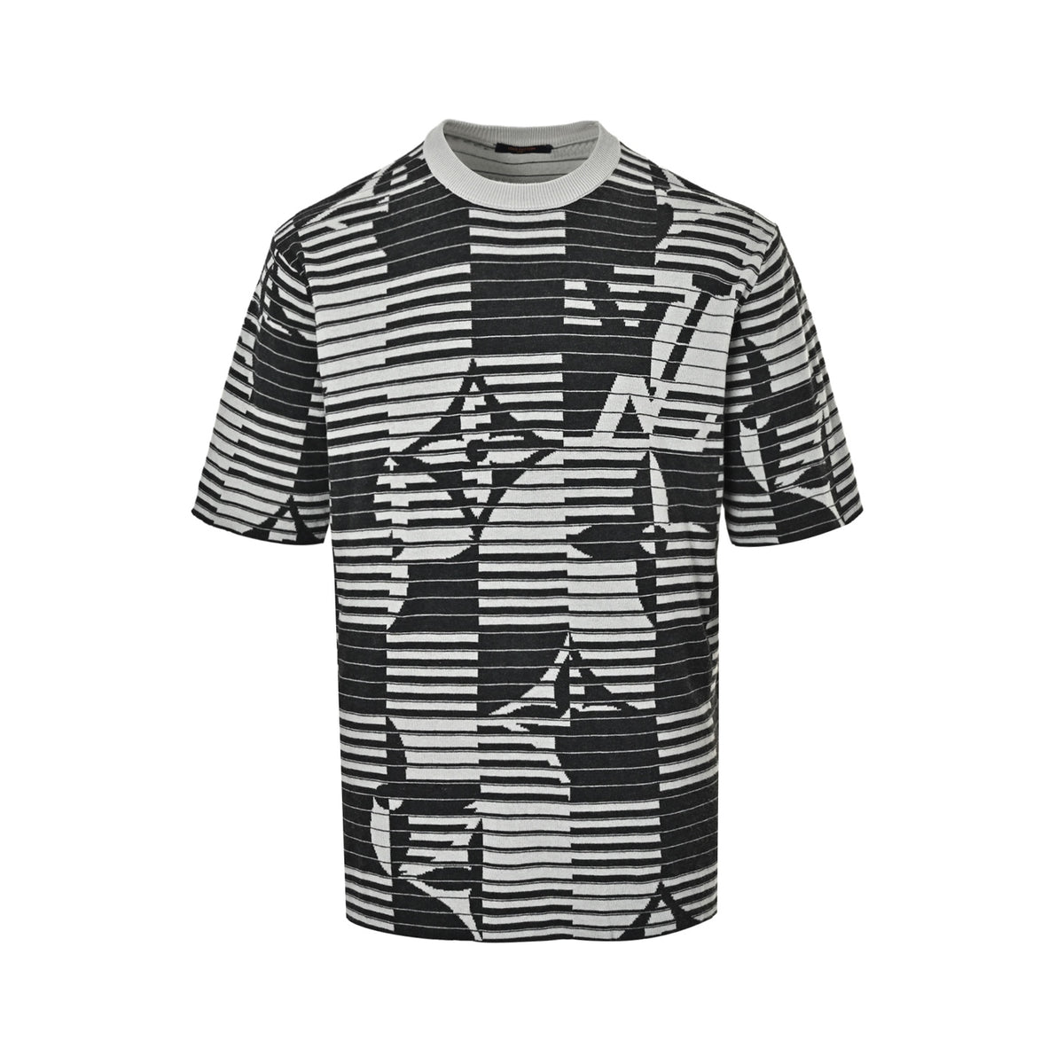 Louis Vuitton 26ss striped old flower jacquard knitted short sleeves