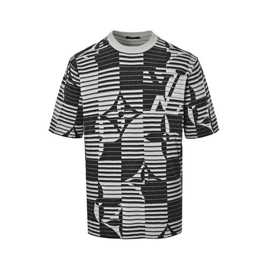 Louis Vuitton 26ss striped old flower jacquard knitted short sleeves