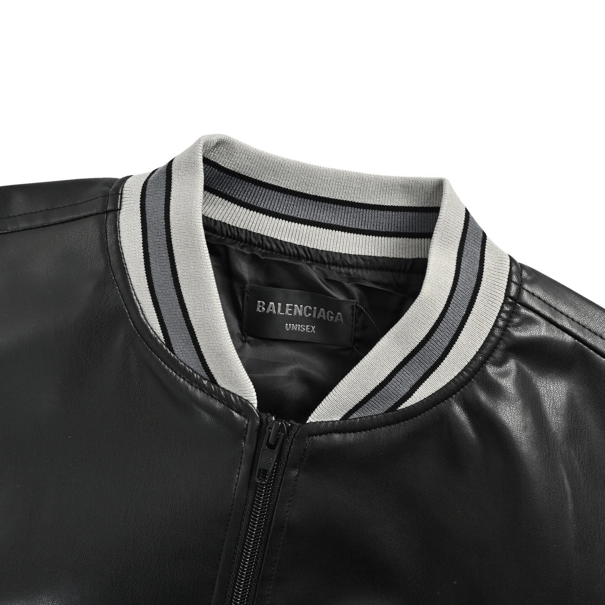 Balenciaga 3M embroidered gray Manchester United baseball flight leather jacket