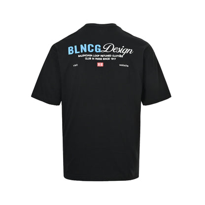 Balenciaga Design signature double ring printed short sleeves