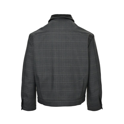 Miu Miu leather collar plaid jacket