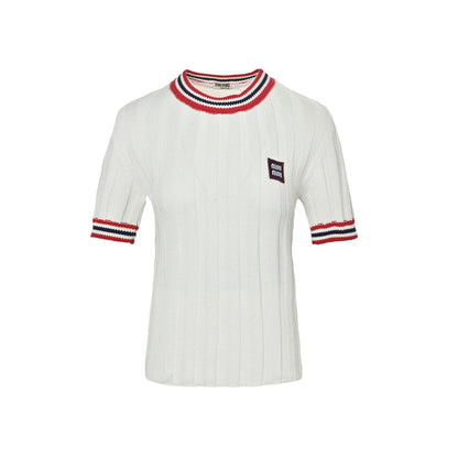 Miu Miu Logo preppy knitted short sleeves
