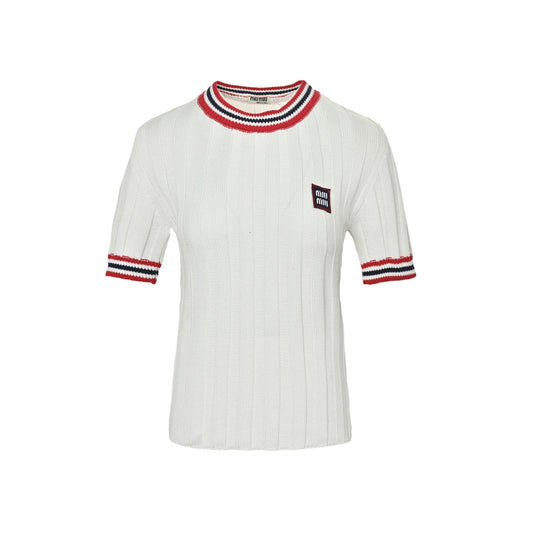 Miu Miu Logo preppy knitted short sleeves
