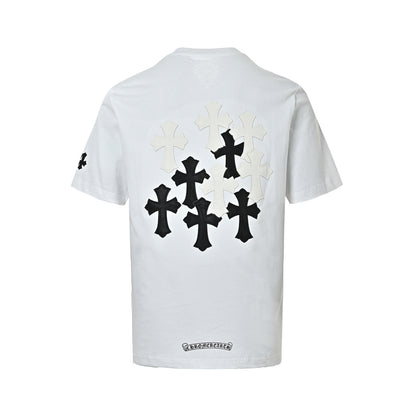 Chrome Hearts/Chrome Heart leather label horseshoe cross short sleeves