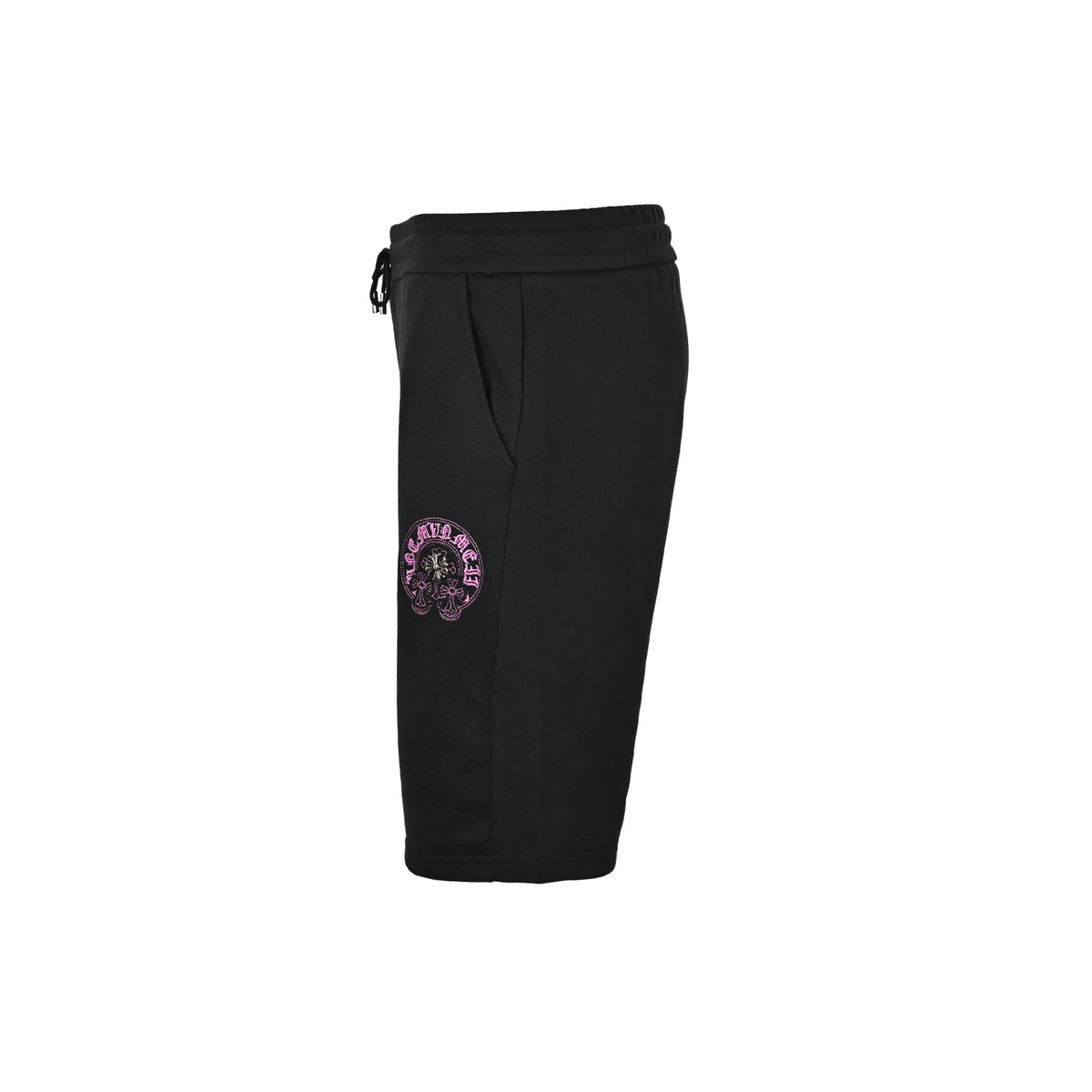 Chrome Hearts Sanskrit horseshoe hardware cross embroidered shorts