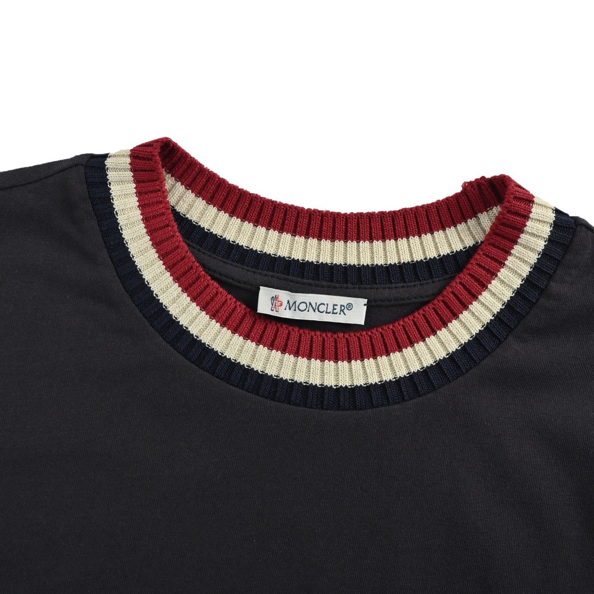 Moncler/Mask Knitted Color Stripe Neck Embroidered Letters Short Sleeves