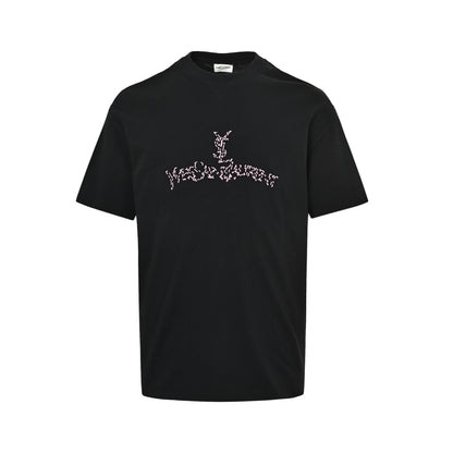 Saint Laurent embroidered letter logo short sleeves