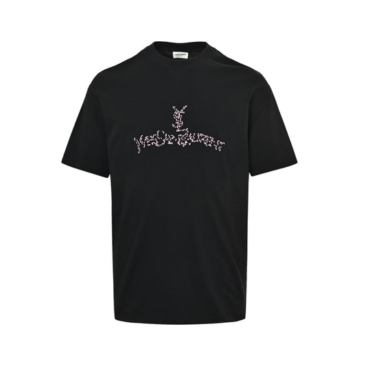 Saint Laurent embroidered letter logo short sleeves