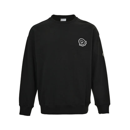 Moncler/Mongolian little monster hair transplanted embroidered badge round neck sweatshirt