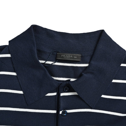 Prada logo striped knitted Polo short sleeves