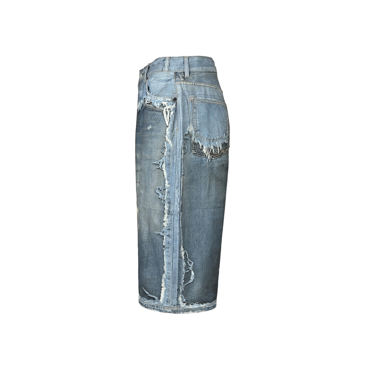 Acne Studios trompe l'oeil print dyed distressed cropped denim shorts