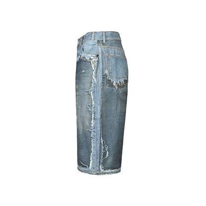 Acne Studios trompe l'oeil print dyed distressed cropped denim shorts