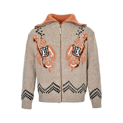 Louis Vuitton 25Fw lobster jacquard knitted zipper sweater jacket