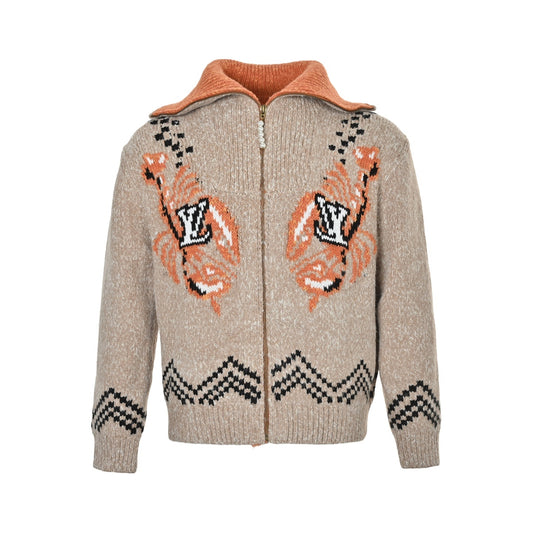Louis Vuitton 25Fw lobster jacquard knitted zipper sweater jacket