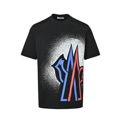 Moncler/mask blue and red contrast splash ink short sleeves
