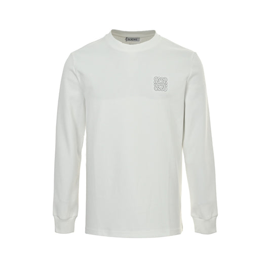 Loewe/Loewei 25Fw long-sleeved T-shirt with contrasting embroidery of chest logo letters