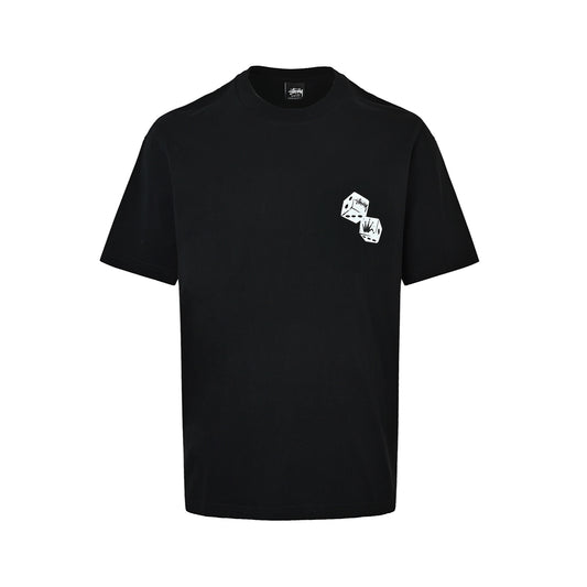 Stussy dice printed round neck short sleeves on the back