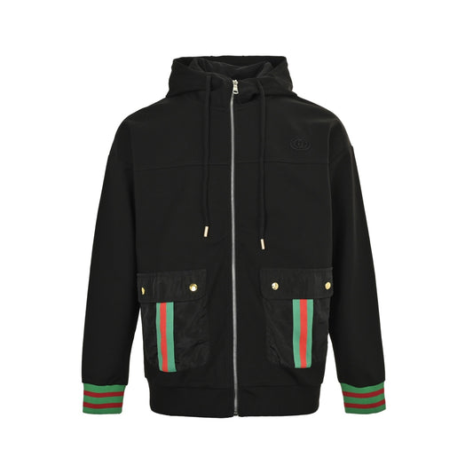 Gucci 25Fw side pocket webbing splicing suit zipper jacket