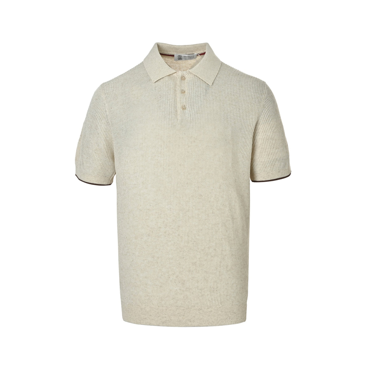 BRUNELLO CUCINELLI BC Solid Lapel Rib Knit Polo Short Sleeve