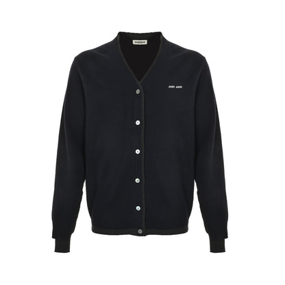 Miu Miu 25Fw fake two-piece knitted sweater cardigan with hem stitching