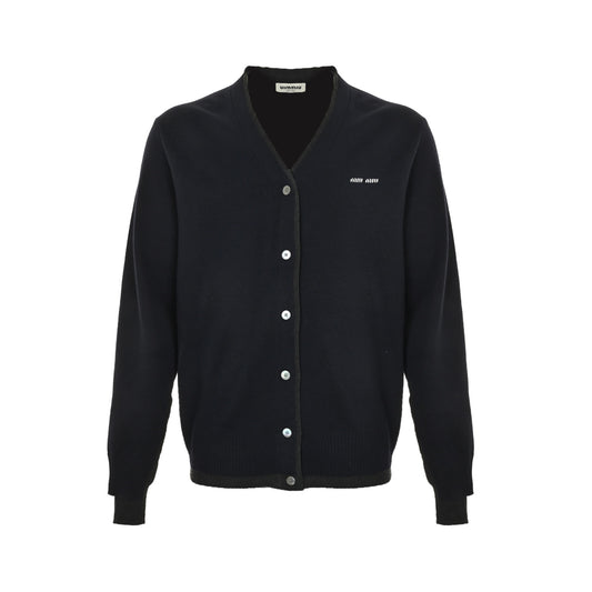 Miu Miu 25Fw fake two-piece knitted sweater cardigan with hem stitching