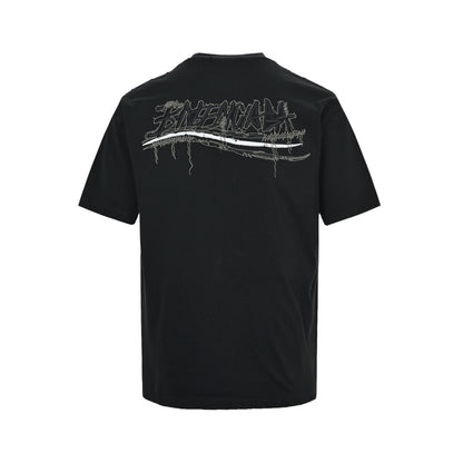 Balenciaga tassel patch Sanskrit letter embroidered short sleeves