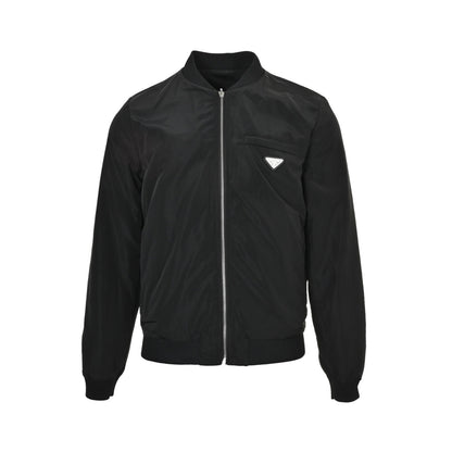 Prada 25Fw triangle logo reversible leather nylon jacket