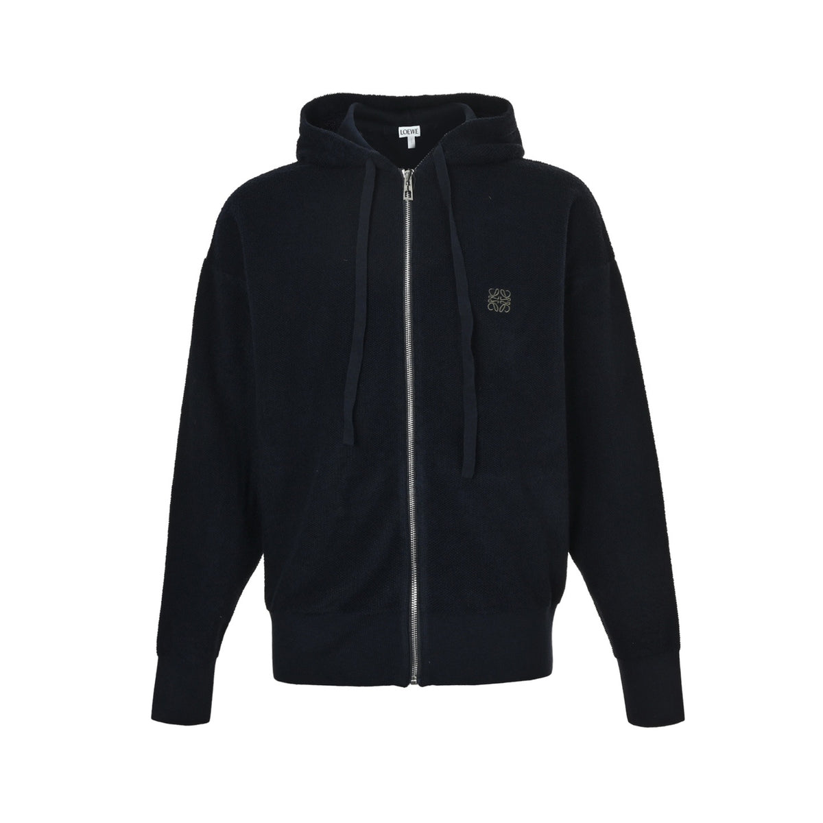 Loewe 25Fw logo embroidered zipper hooded sweater jacket