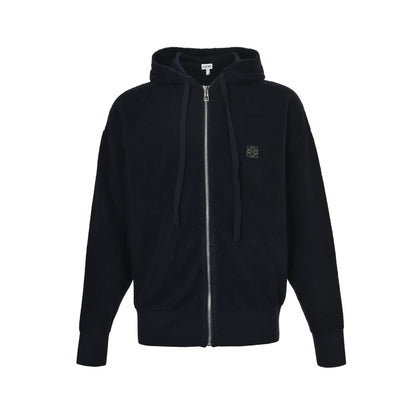 Loewe 25Fw logo embroidered zipper hooded sweater jacket