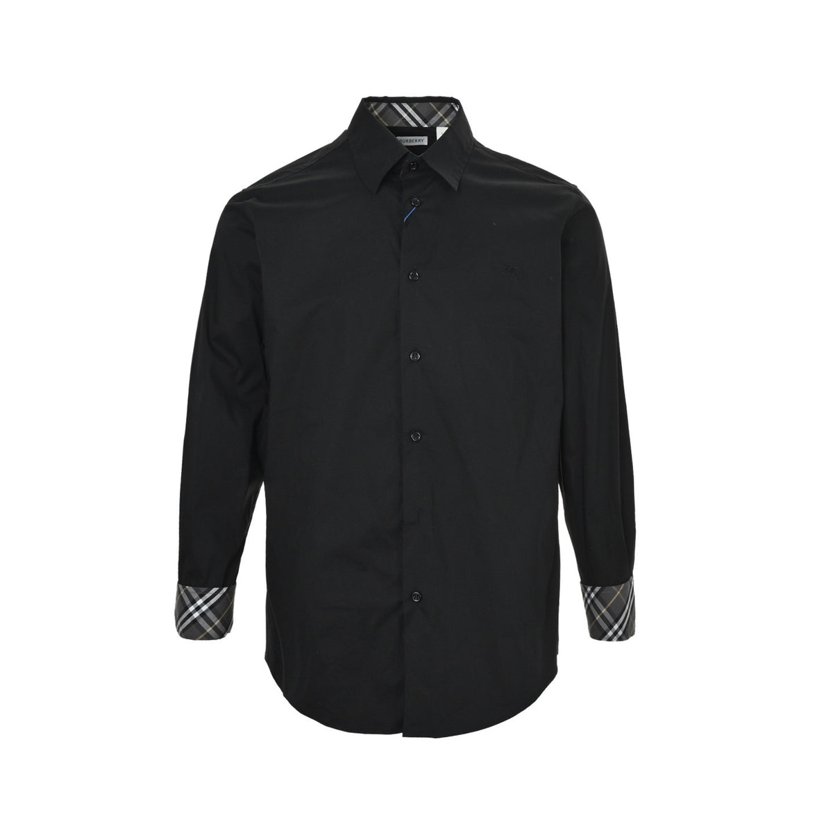 Burberry war horse logo embroidered cuff collar plaid shirt