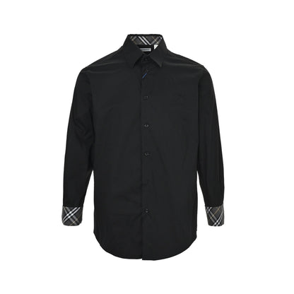 Burberry war horse logo embroidered cuff collar plaid shirt