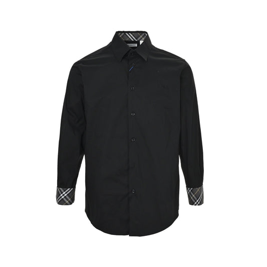 Burberry war horse logo embroidered cuff collar plaid shirt