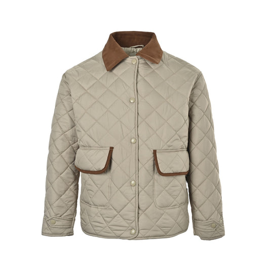 Miu Miu coffee collar off-white quilted cotton coat