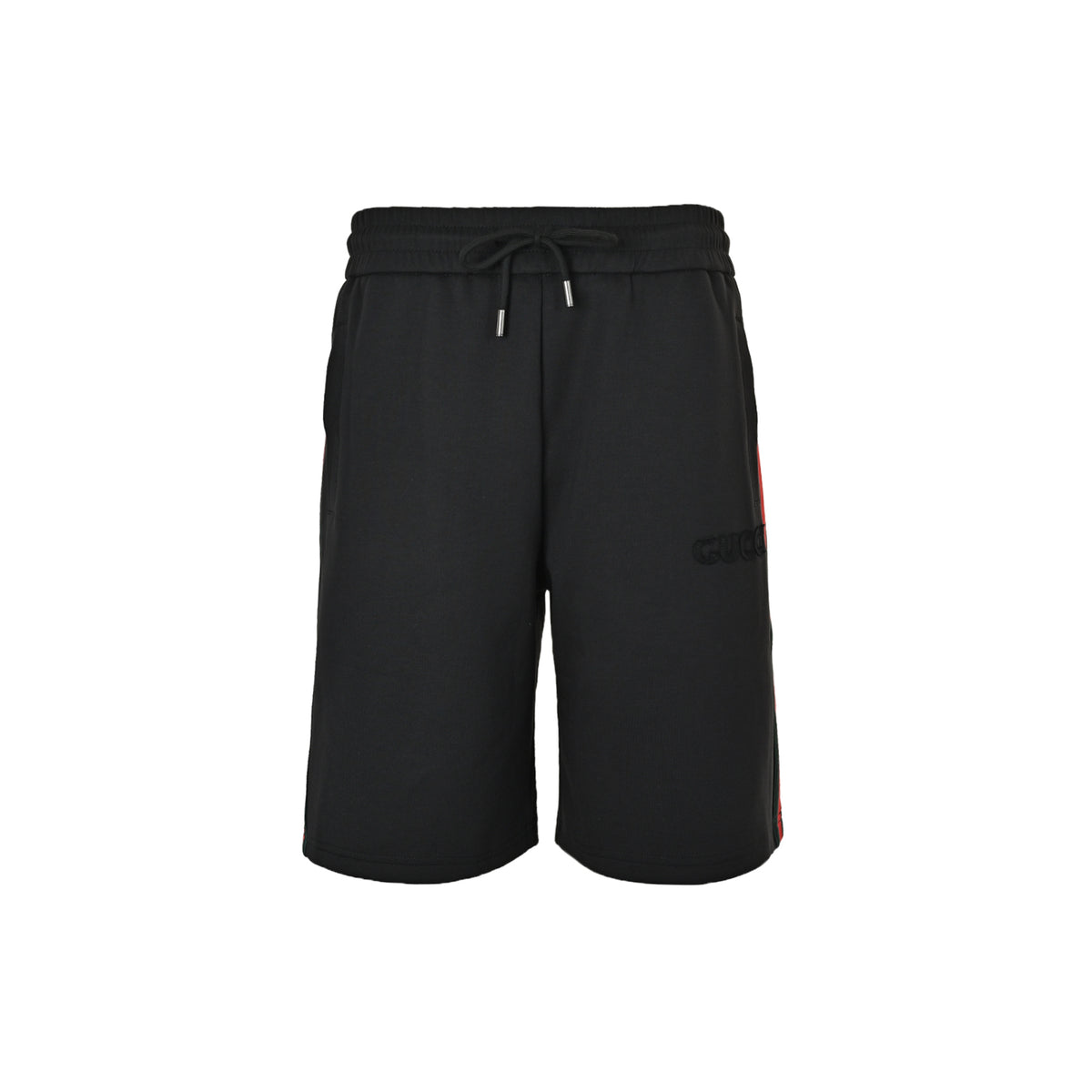 Gucci red and green webbing patch small logo embroidered shorts