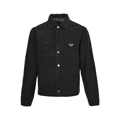 Prada 25Fw triangle logo washed denim jacket