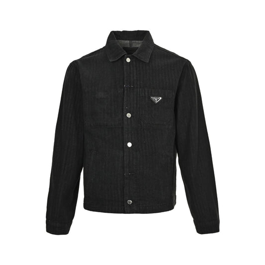 Prada 25Fw triangle logo washed denim jacket
