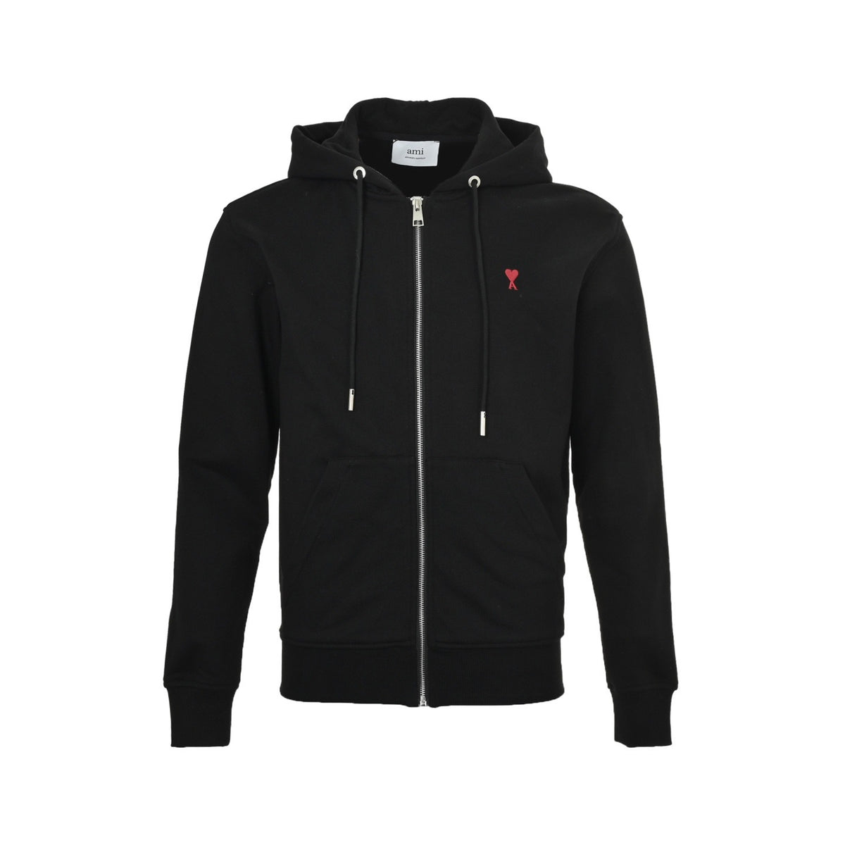 Ami Paris small heart embroidered zipper hooded jacket