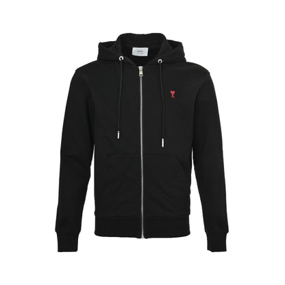 Ami Paris small heart embroidered zipper hooded jacket